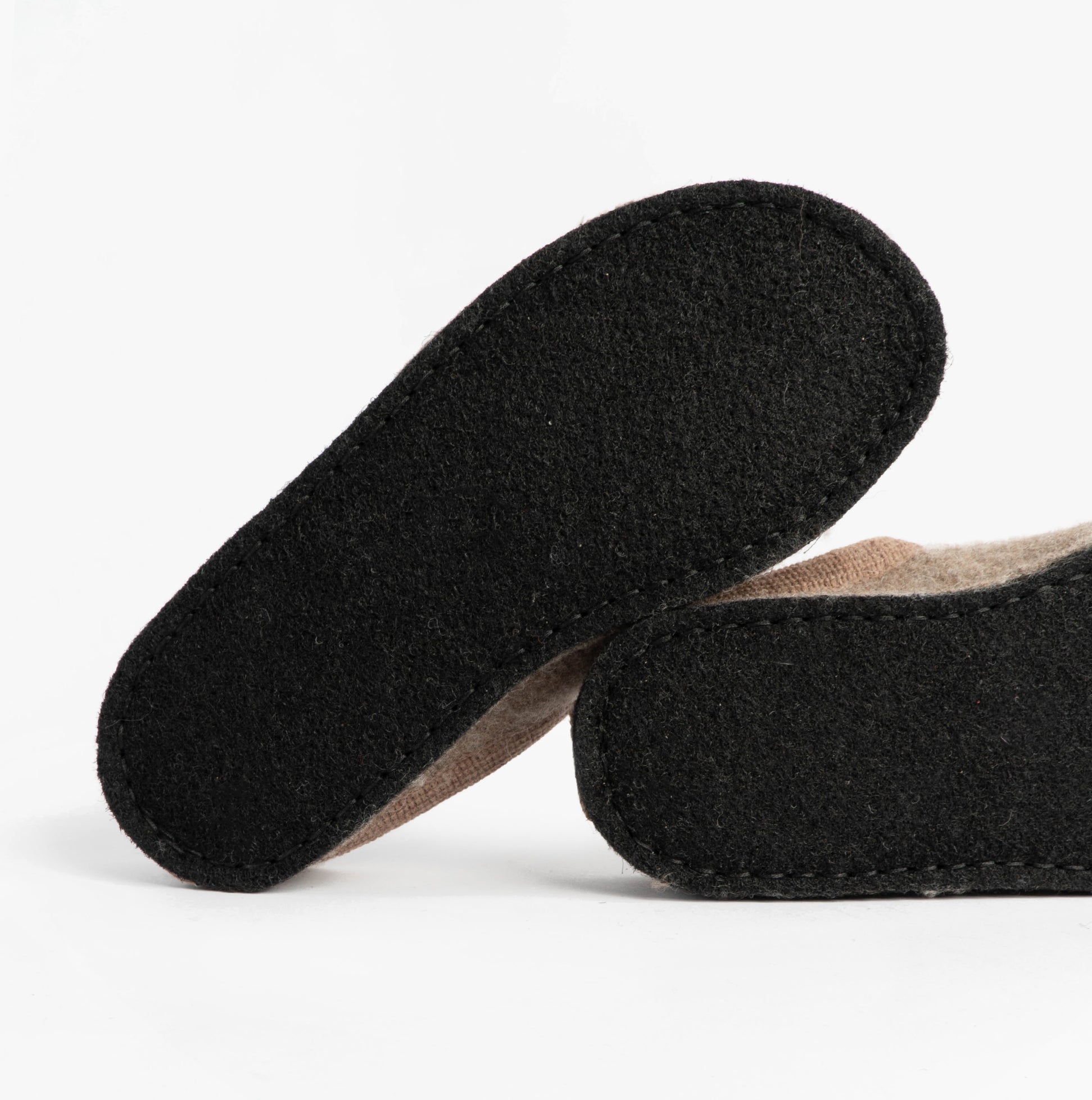 Haflinger FIDO Womens Slippers Beige sole view showing rubber bottom for comfort and durability.