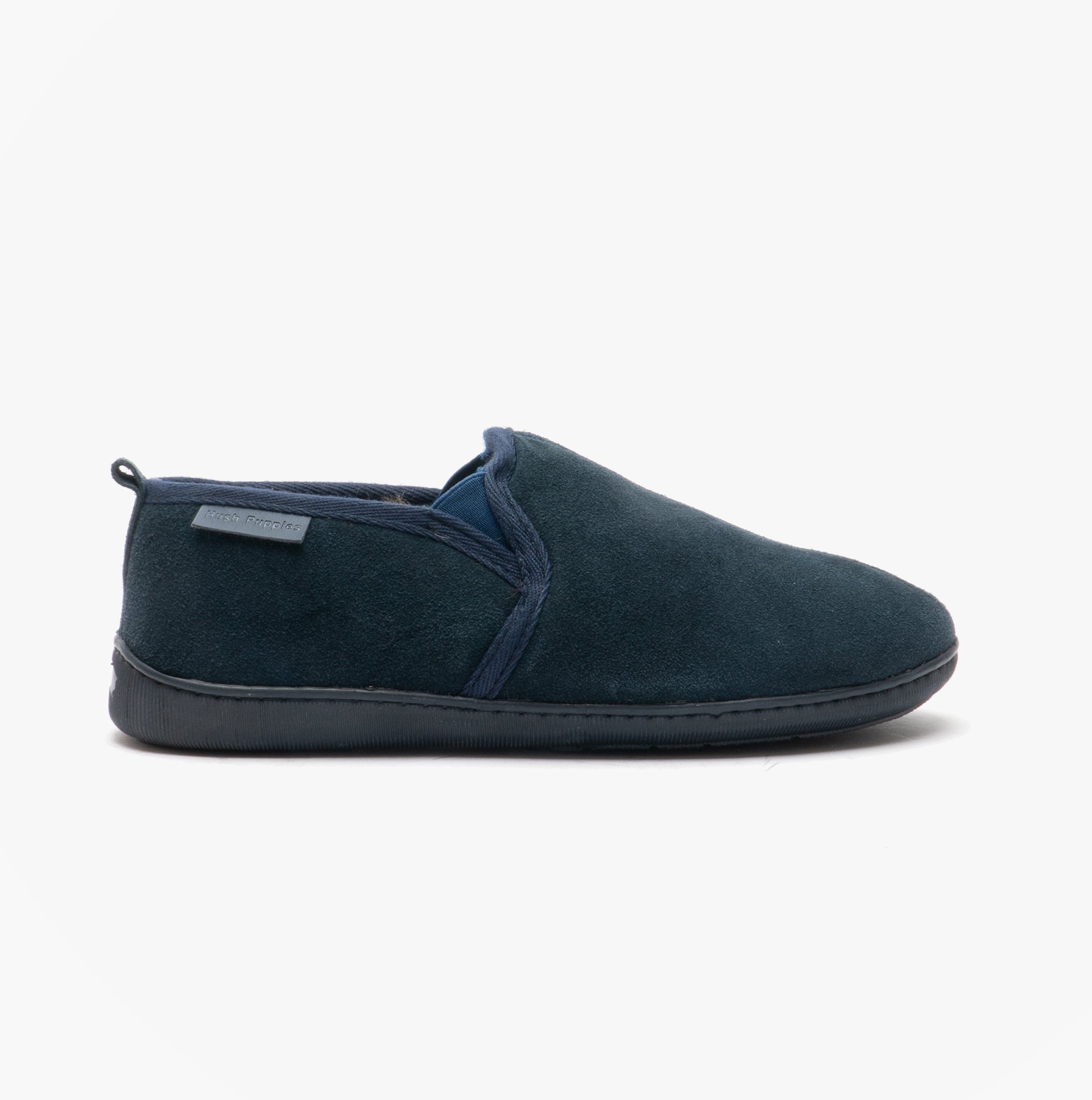 Hush Puppies ARNOLD Mens Suede Full Slippers Navy