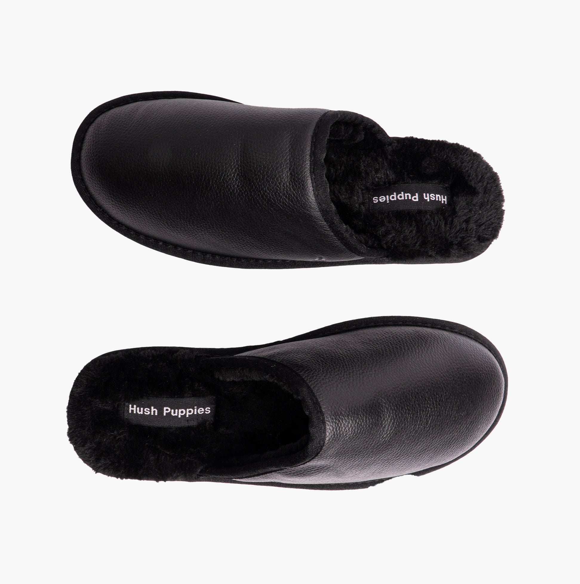 Hush Puppies COADY LEATHER SLIPPER Classic Mens Slippers Black
