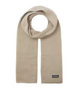 Jack & Jones DNA Mens Hat & Scarf Pure Cashmere detail view of beige scarf with logo