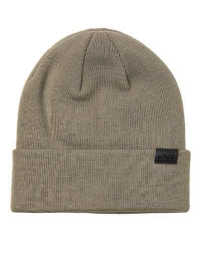 Jack & Jones JOLLY KNIT Mens Scarf & Beanie Giftset Overland Trek beige beanie front view with logo
