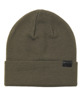 Jack & Jones JOLLY KNIT Mens Scarf & Beanie Giftset Sea Turtle, top view of olive green beanie, showcasing knit texture and logo.