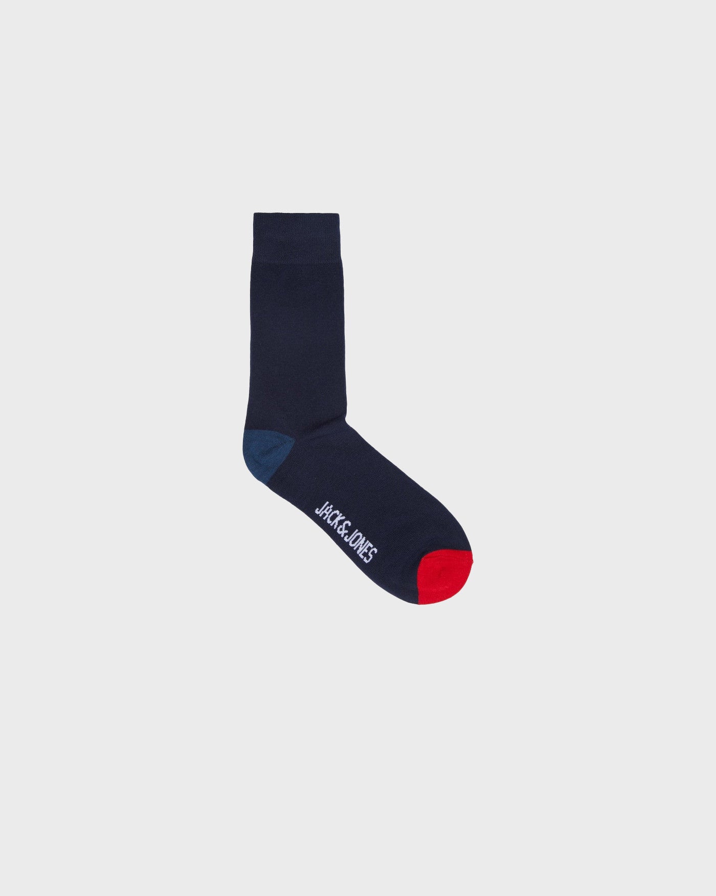 Jack & Jones COLOURFUL Mens Socks Multicoloured side view showing navy, blue, and red accents, highlighting detail.