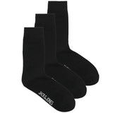Jack & Jones RAFAEL Mens Socks Black front view showing three pair of crew socks.