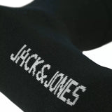 Jack & Jones RAFAEL Mens Socks Black detail view showing brand logo on black cotton sock.