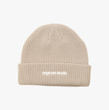Jack & Jones VESTERBRO Mens Beanie Moonbeam front view showcasing a stylish and comfortable cotton design.
