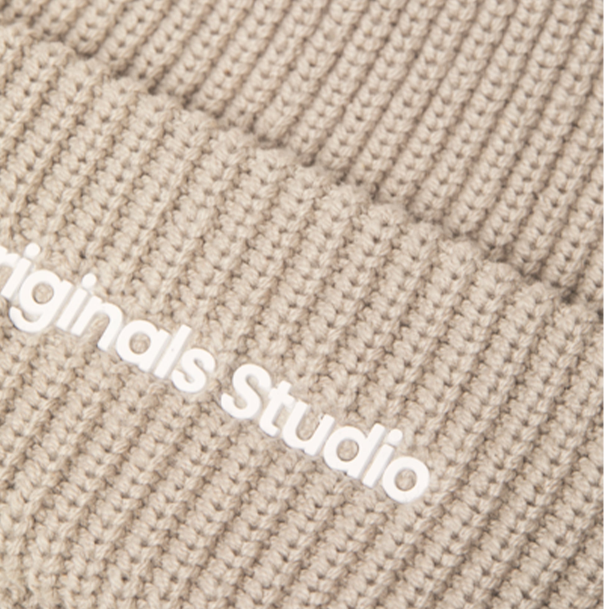 Jack & Jones VESTERBRO Mens Beanie Moonbeam detail view of fabric texture and logo