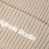 Jack & Jones VESTERBRO Mens Beanie Moonbeam detail view of fabric texture and logo