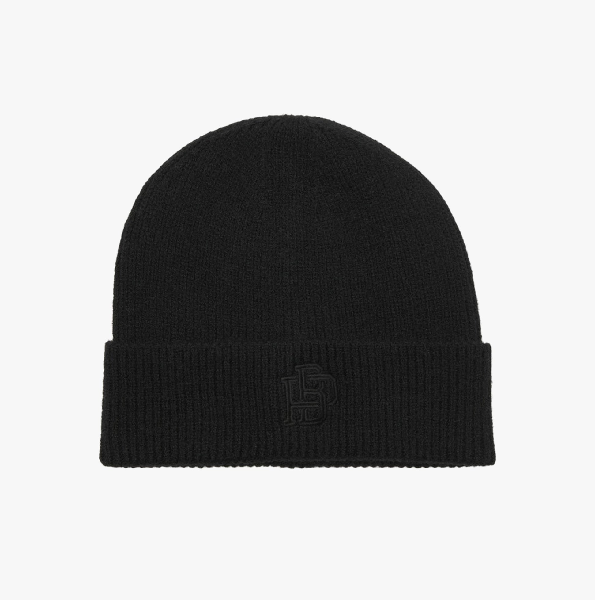 Jack & Jones TRAIN Mens Hat & Gloves Set Black front view of the black beanie with logo detail.