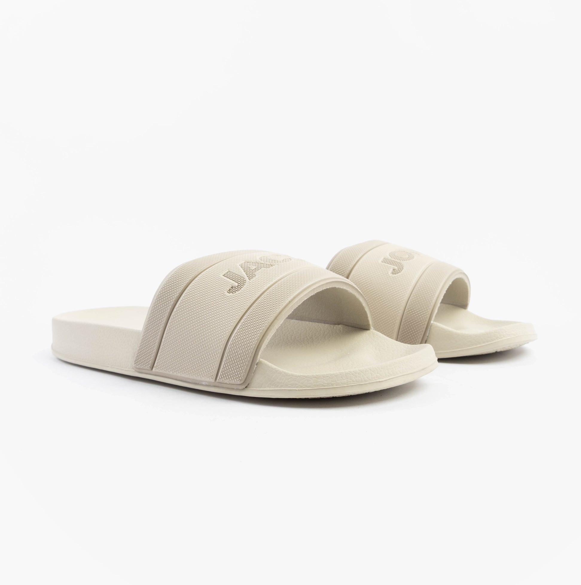 Jack & Jones JARRED Mens Sliders Moonbeam front view with synthetic upper and lightweight design.
