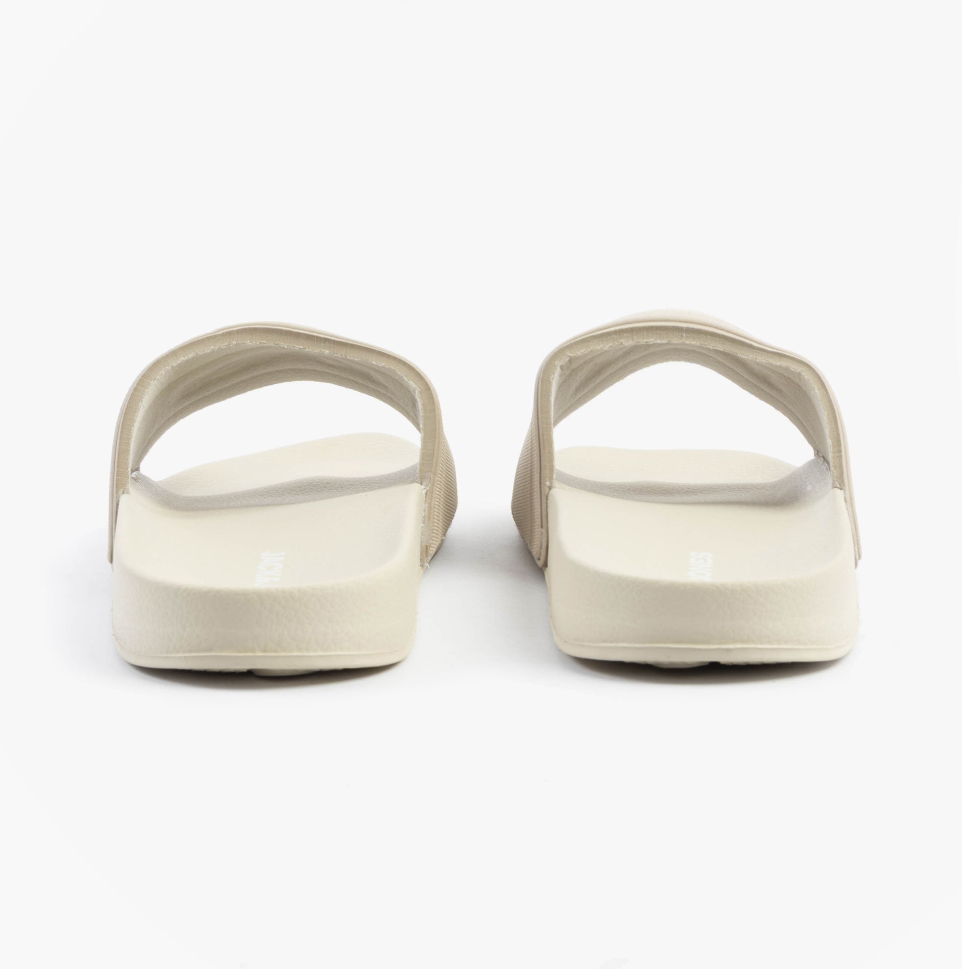 Jack & Jones JARRED Mens Sliders Moonbeam back view showing synthetic upper and flat sole.