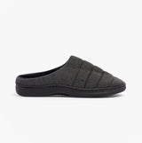 Jo & Joe AINSLEY Mens Slippers Black side view showing textile upper, fleece lining, and rubber sole.
