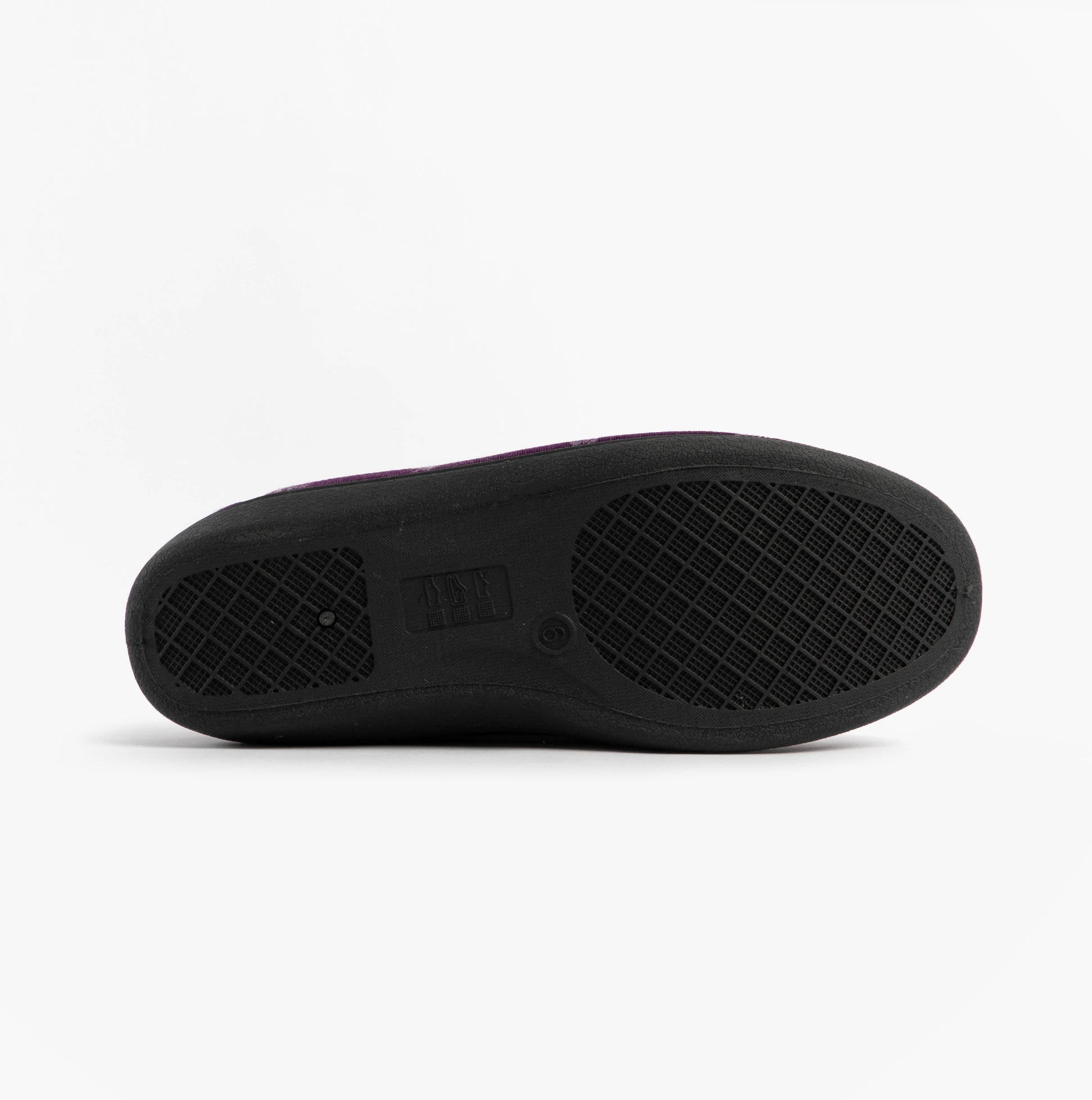 Jo & Joe ANNIE Womens Full Slippers Purple bottom view showcasing rubber sole detail.