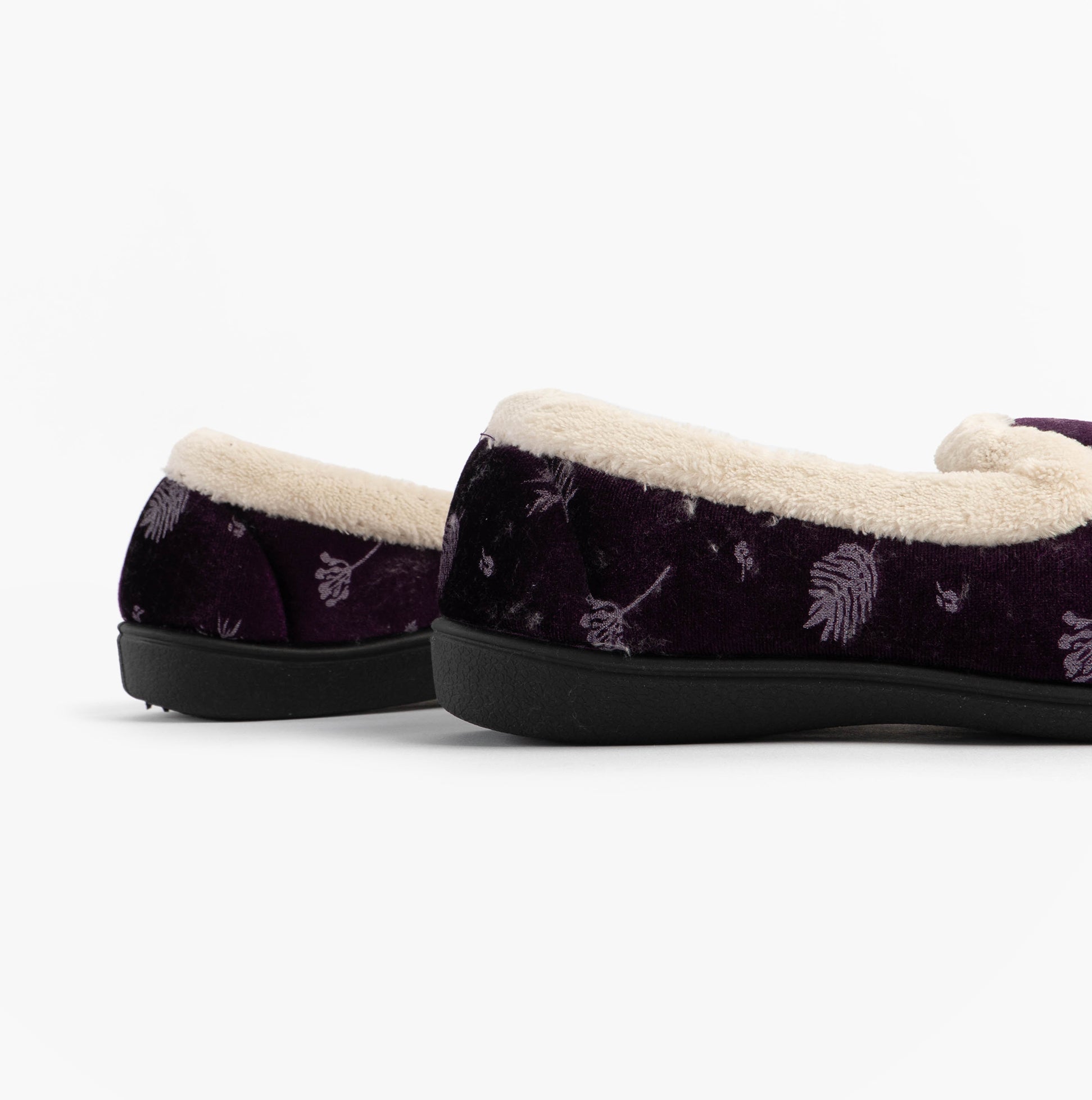 Jo & Joe ANNIE Womens Full Slippers Purple side view showcasing soft textile upper and plush lining.