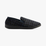 Jo & Joe EDWARD Mens Slippers Navy side view showing textile upper, slip-on design, and round toe shape.