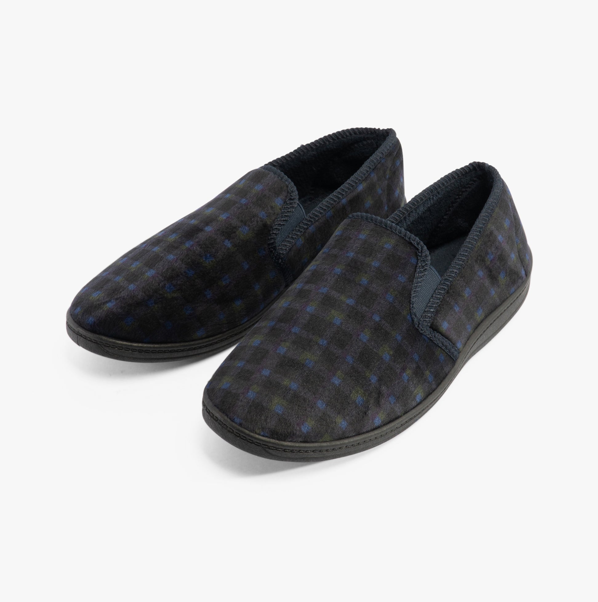 Jo & Joe EDWARD Mens Slippers Navy side view showing slip-on design and textile upper.