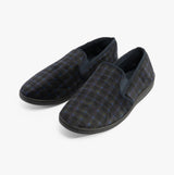 Jo & Joe EDWARD Mens Slippers Navy side view showing slip-on design and textile upper.