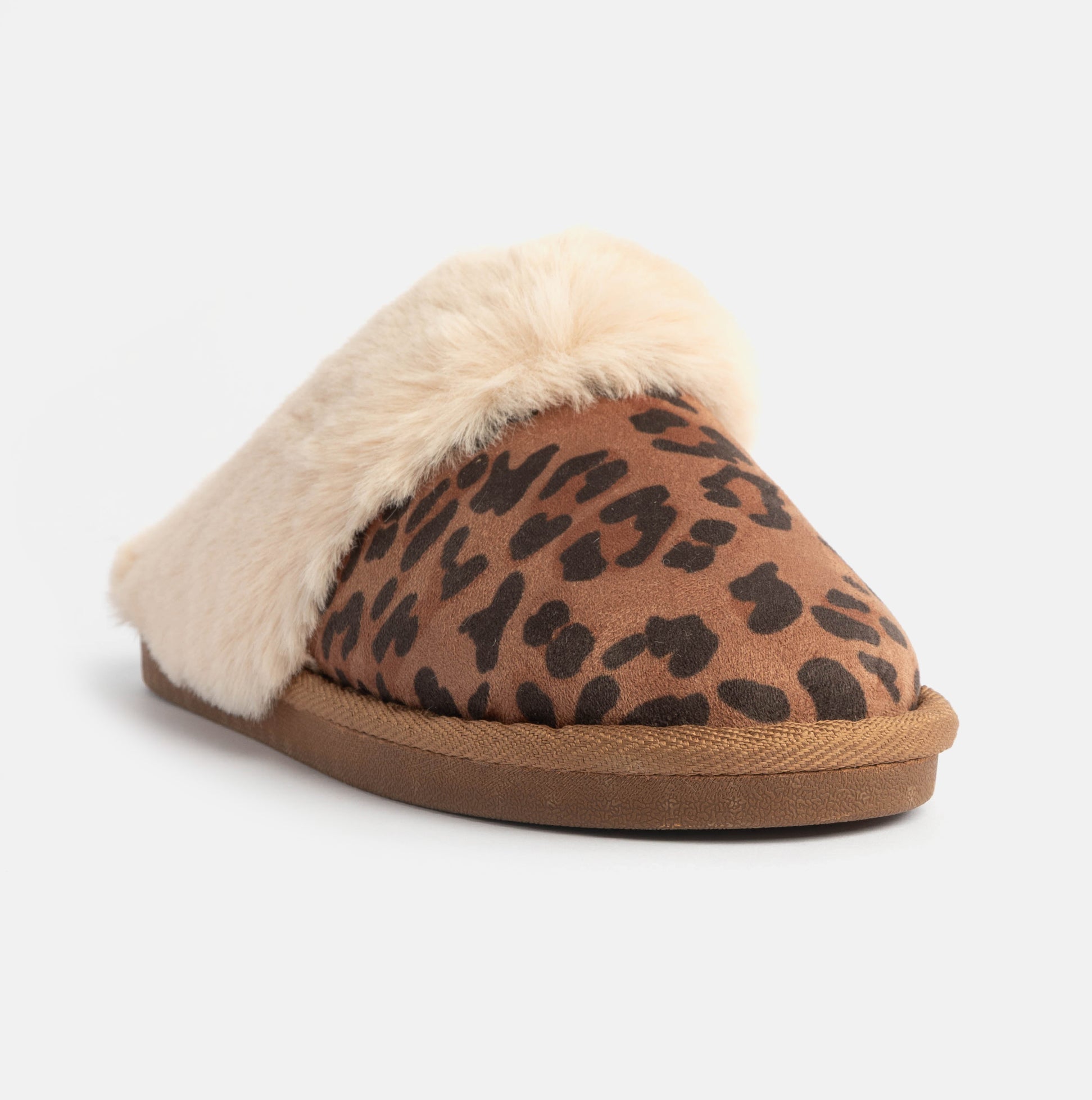 Jo & Joe SCARLETT Womens Faux Fur Mule Slippers Leopard Print