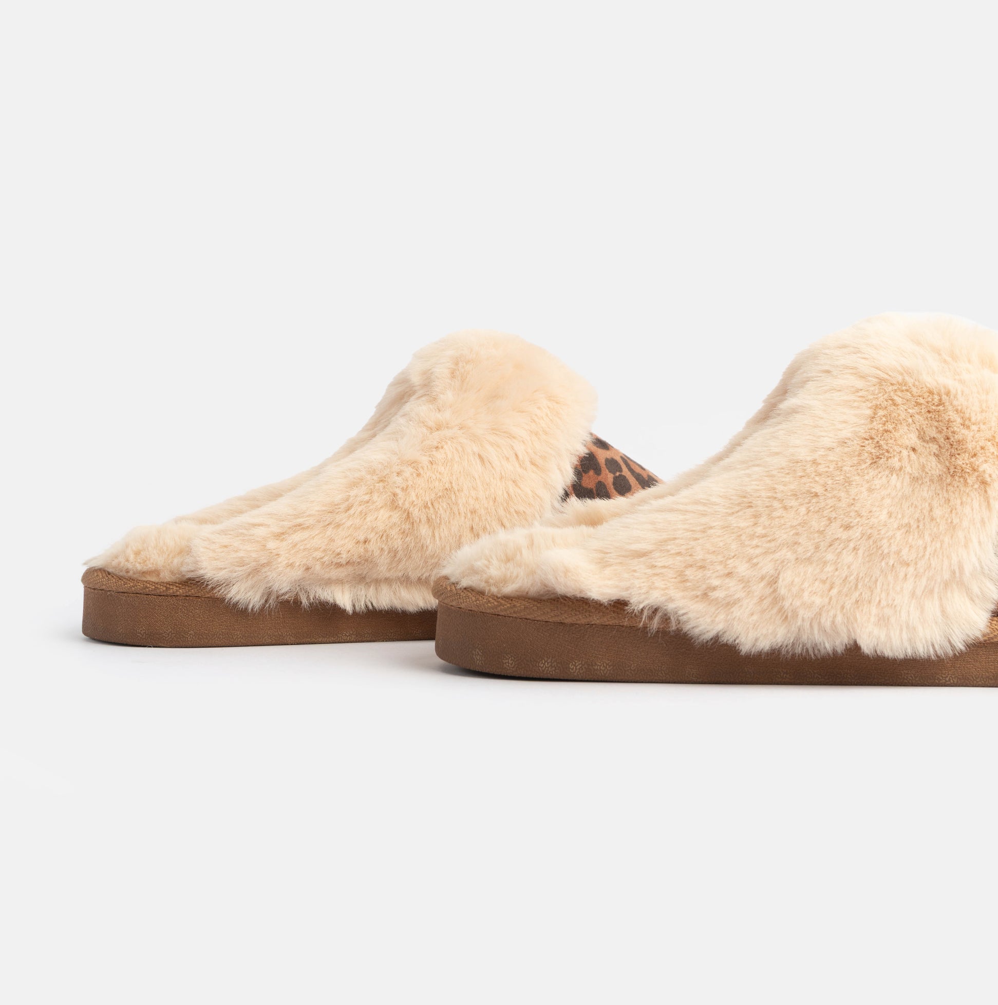 Jo & Joe SCARLETT Womens Faux Fur Mule Slippers Leopard Print