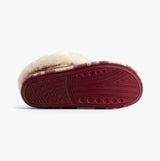 Jo & Joe GLENROYAL Womens Slippers Cherry bottom view showcasing rubber sole design with footbed and grip.