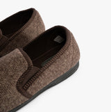 Jo & Joe HAIG Mens Slippers Brown side view showing textured upper and rubber sole.