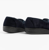 Jo & Joe HARRY Mens Full Slippers Navy side view showing textured upper and rubber sole.