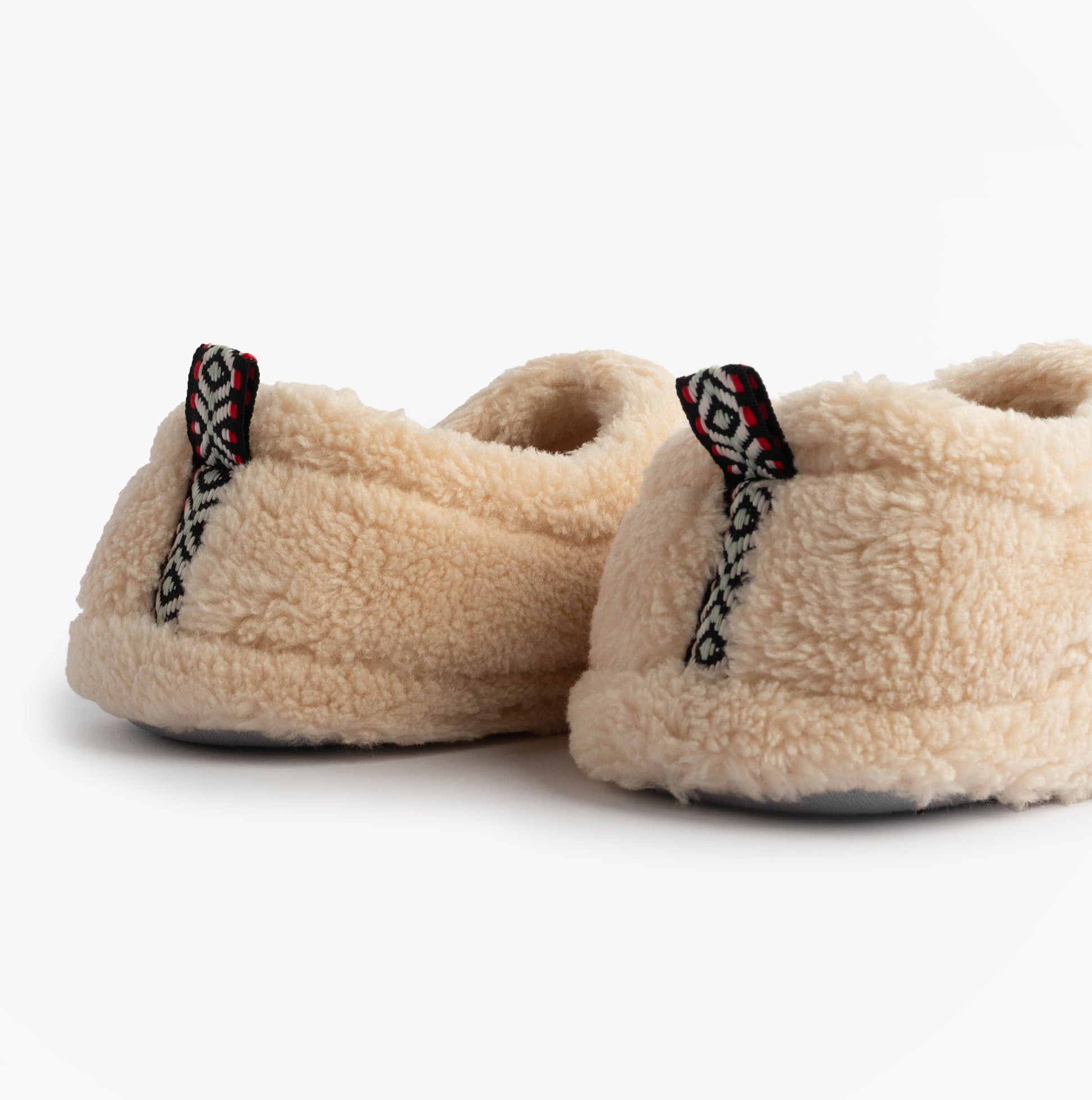 Jo & Joe HATTIE Womens Full Slippers Beige side view showing soft textile lining and round toe design.