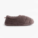 Jo & Joe HATTIE Womens Full Slippers Purple side view showing comfortable textile upper and fluffy lining.