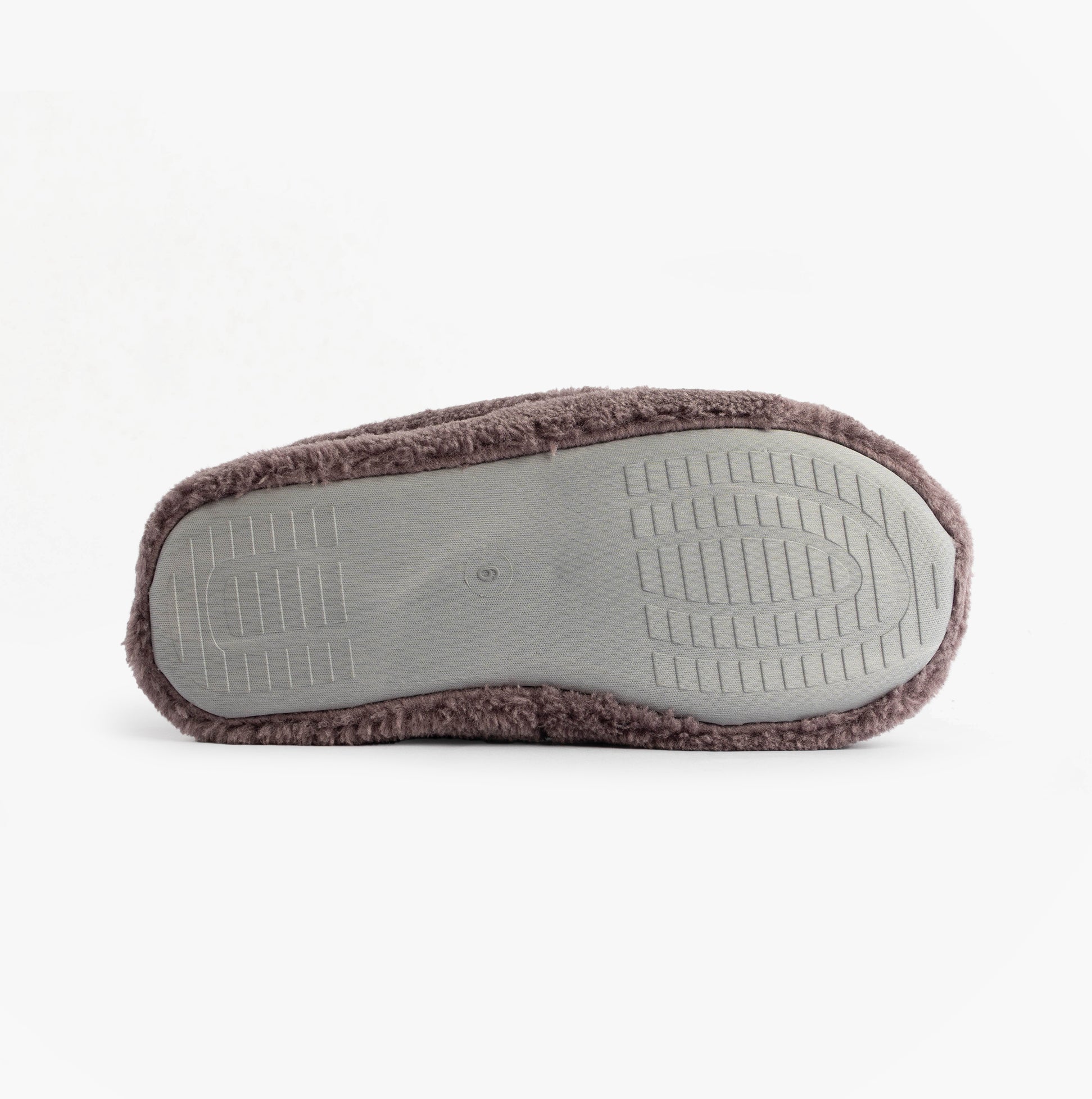 Jo & Joe HATTIE Womens Full Slippers Purple bottom view showcasing the synthetic sole design and plush texture.