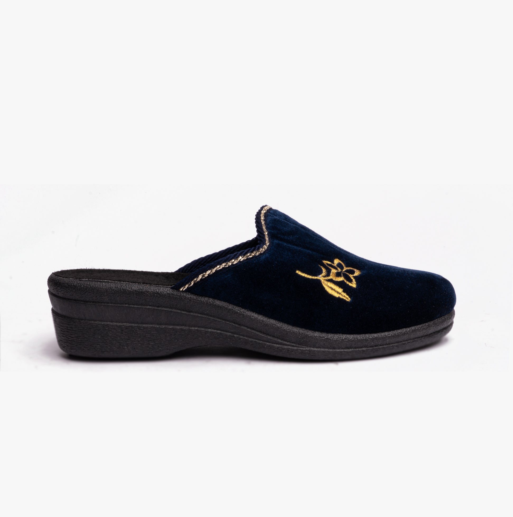 Jo Joe HELEN Womens Wedge Heel Mule Slippers Navy House Of