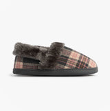Jo & Joe HERITAGE Womens Full Slippers Pebble side view showing textile upper and cozy lining.