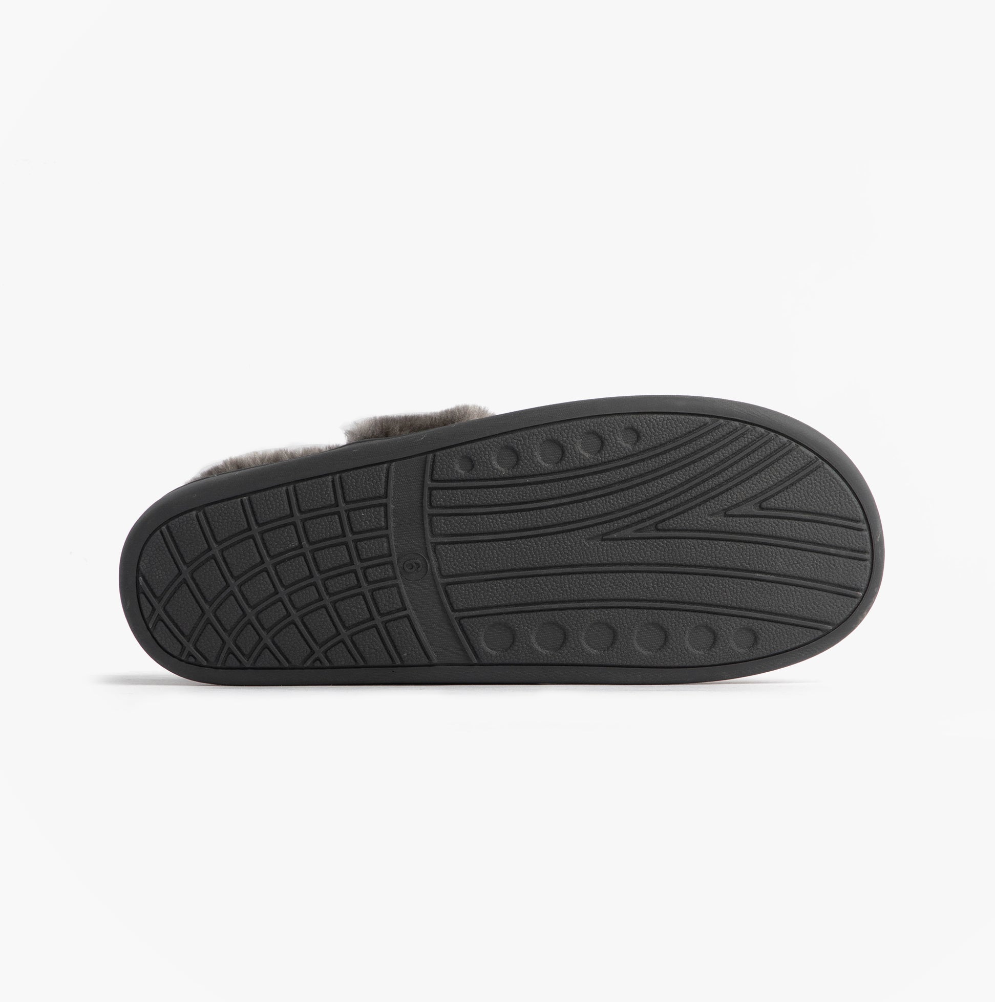Jo & Joe HERITAGE Womens Full Slippers Pebble bottom view showing rubber sole design for comfort and grip.