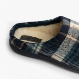 Jo & Joe INVERNESS Mens Mule Slippers Navy, detail view showcasing the textile upper and warm lining.