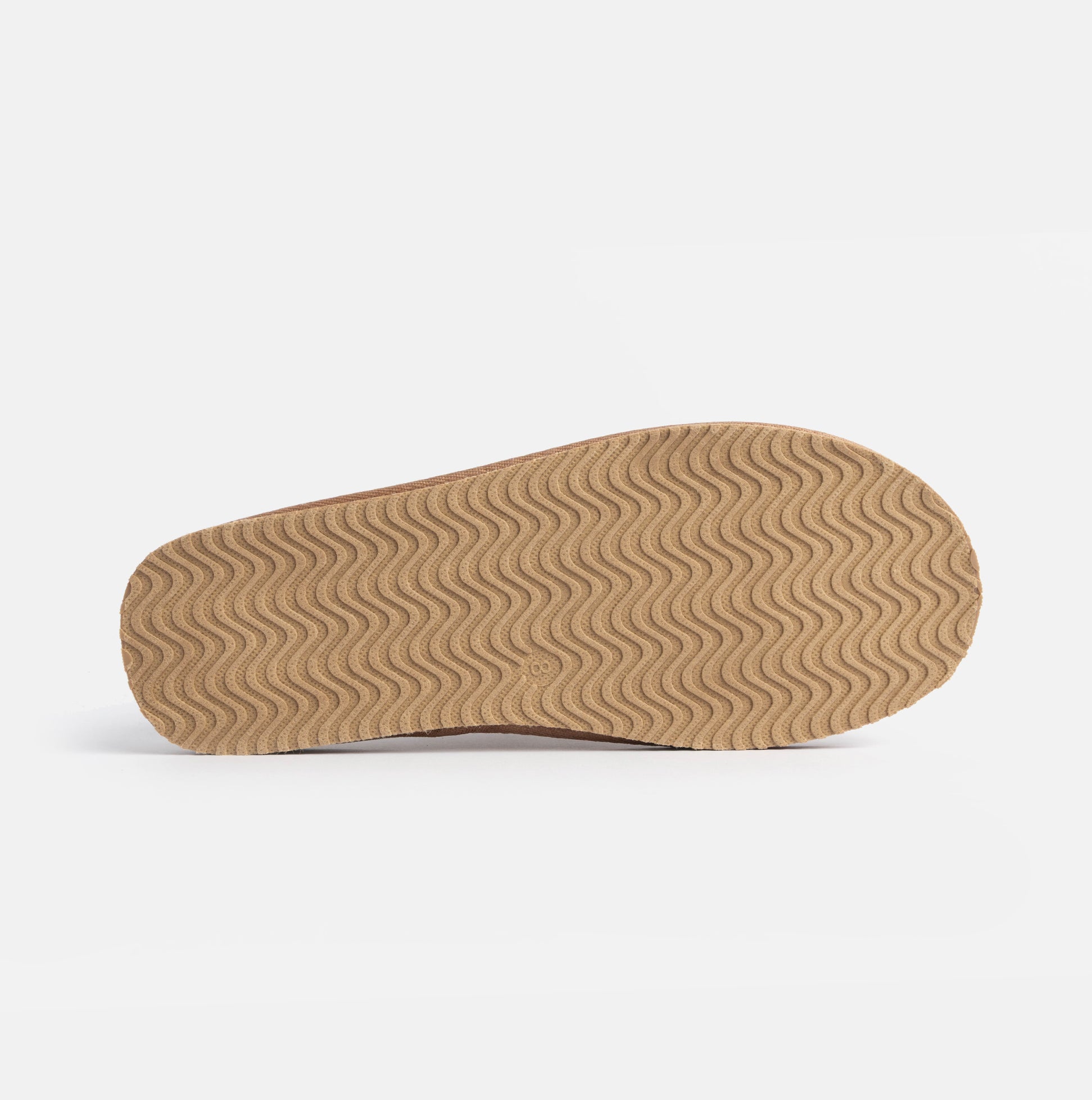 Jo & Joe KINROSS Mens Mule Slippers Chestnut sole view, featuring EVA/textile material with a wavy pattern.