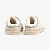 Jo & Joe KOALA Womens Slippers Beige back view showing soft faux fur lining and slip-on design.