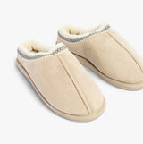 Jo & Joe KOALA Womens Slippers Beige, side view showing soft textile upper and faux fur lining for comfort.