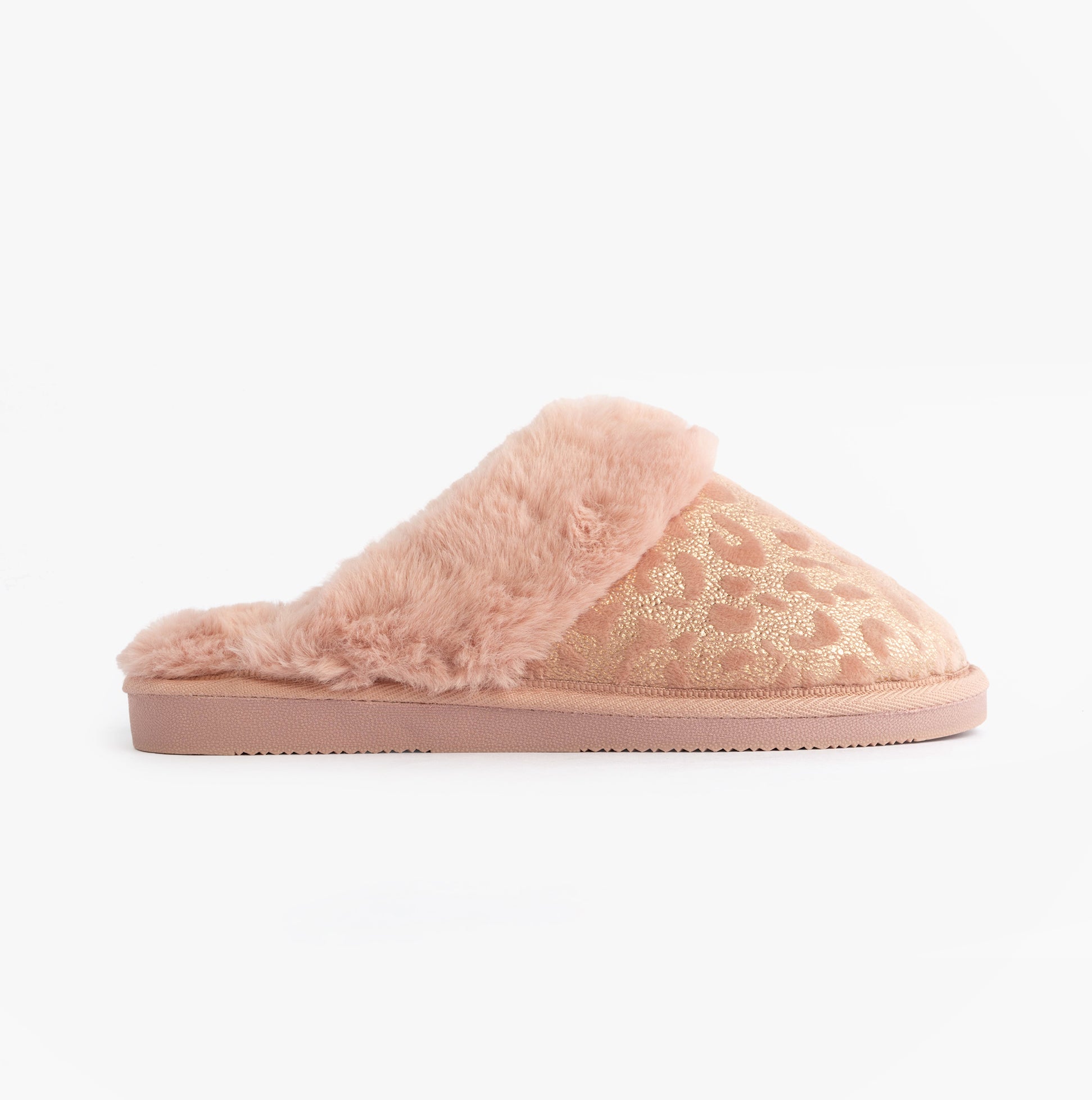 Jo & Joe LYLA Womens Mule Slippers Pink side view showcasing plush upper and soft lining