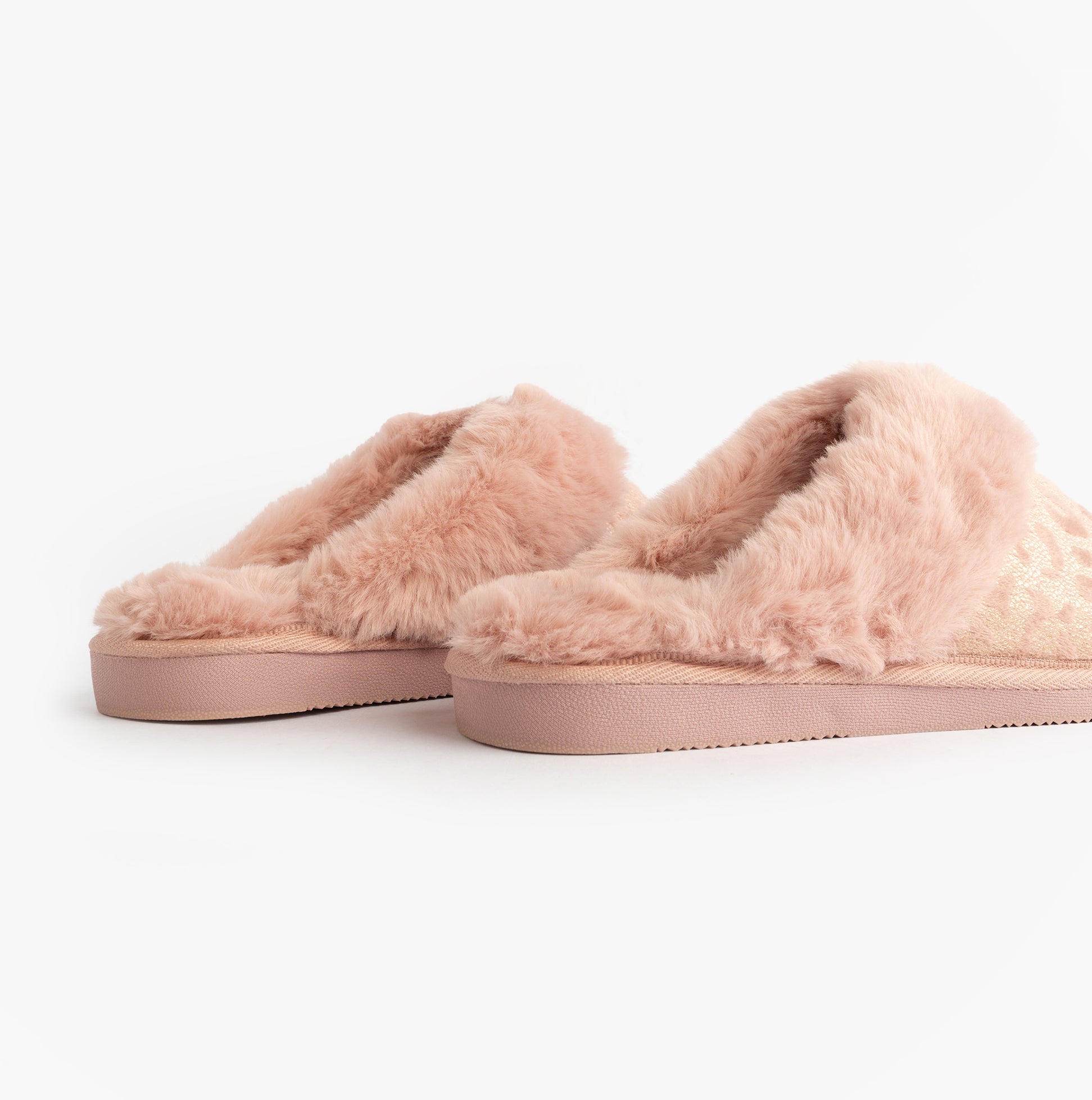 Jo & Joe LYLA Womens Mule Slippers Pink side view showcasing soft lining and stylish design.