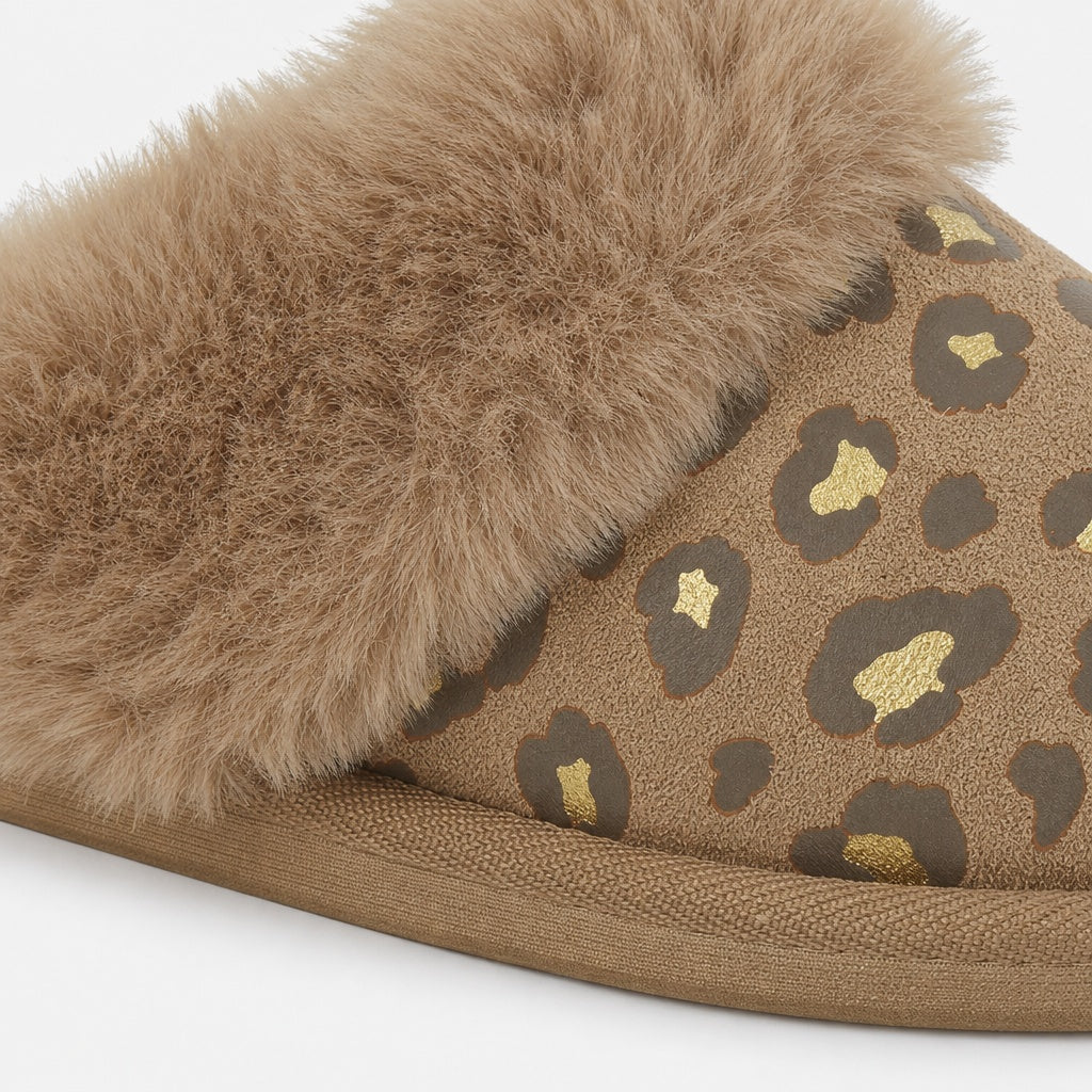 Jo & Joe MILA Womens Mule Slippers Chestnut Leopard