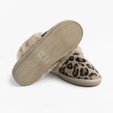Jo & Joe NALA Womens Mule Slippers Leopard bottom view showing sole and pattern detail.