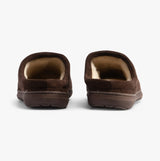 Jo & Joe OAKLEY Mens Slippers Brown rear view showcasing plush faux fur lining and slip-on design.