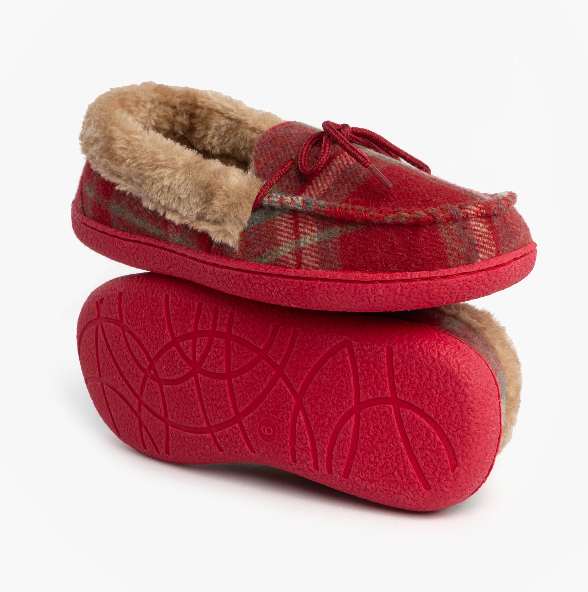 Jo & Joe PEMBROKE Womens Moccasin Slippers Festive Red