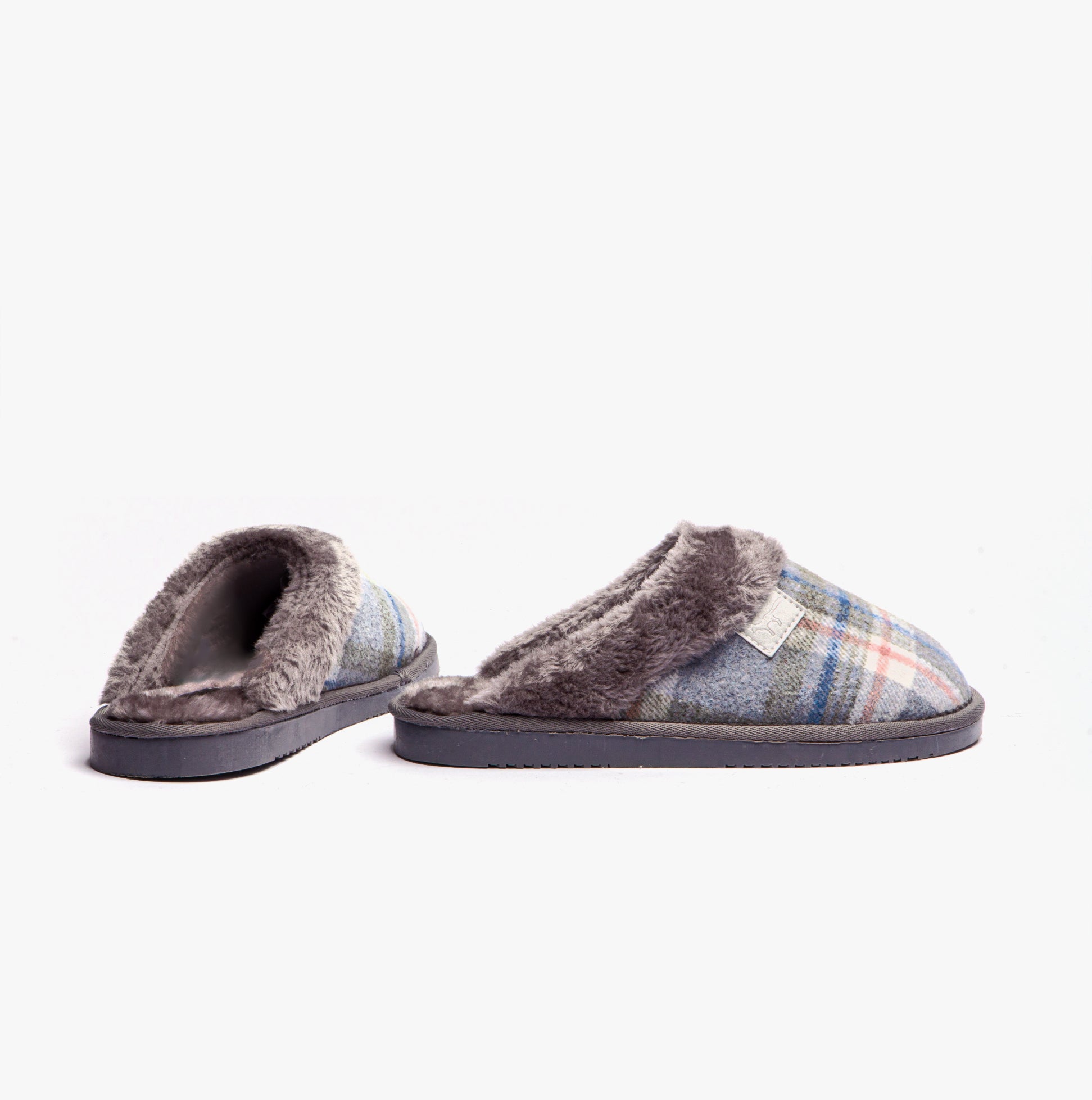 Jo & Joe SHETLAND Womens Slippers Slate Grey side view showcasing cozy design and soft lining.