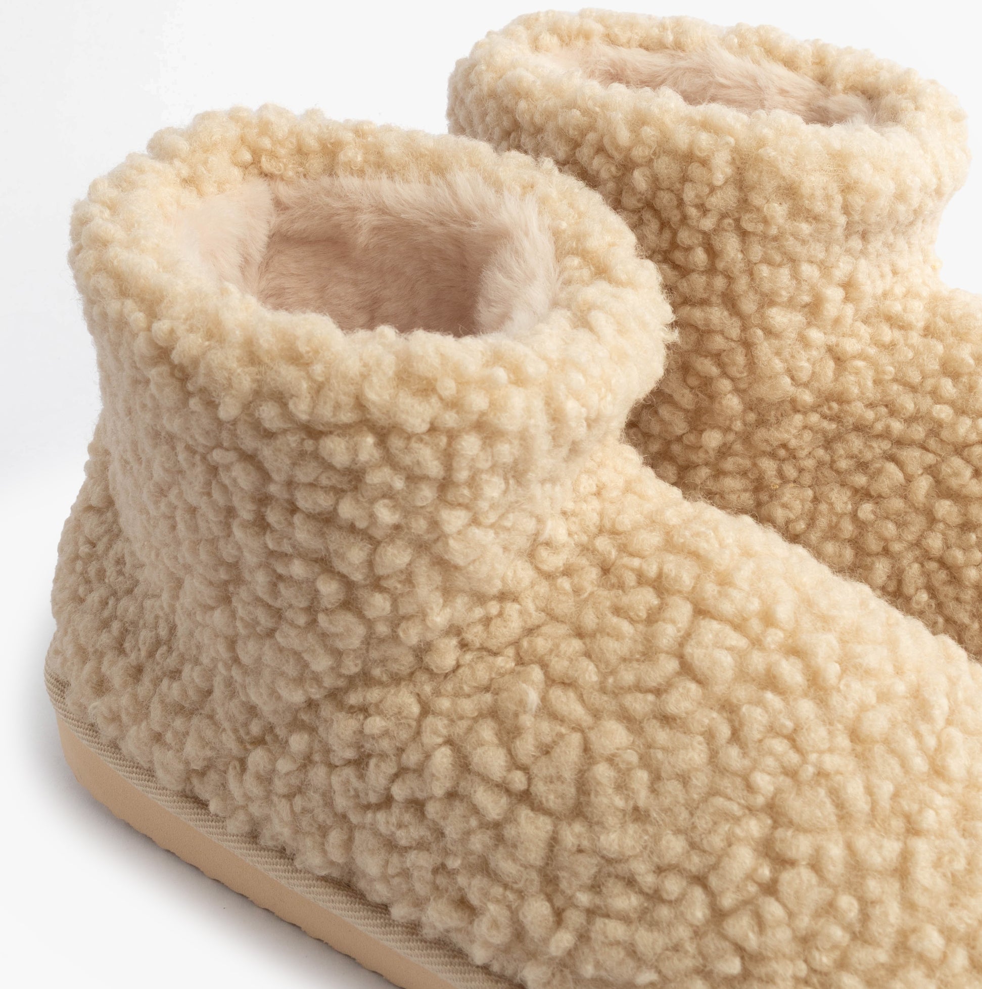 Jo & Joe TEDDY Womens Bootie Slippers Beige