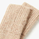 Joules EFFIE Womens Gloves Camel detail view showcasing soft fabric texture and ribbed design.