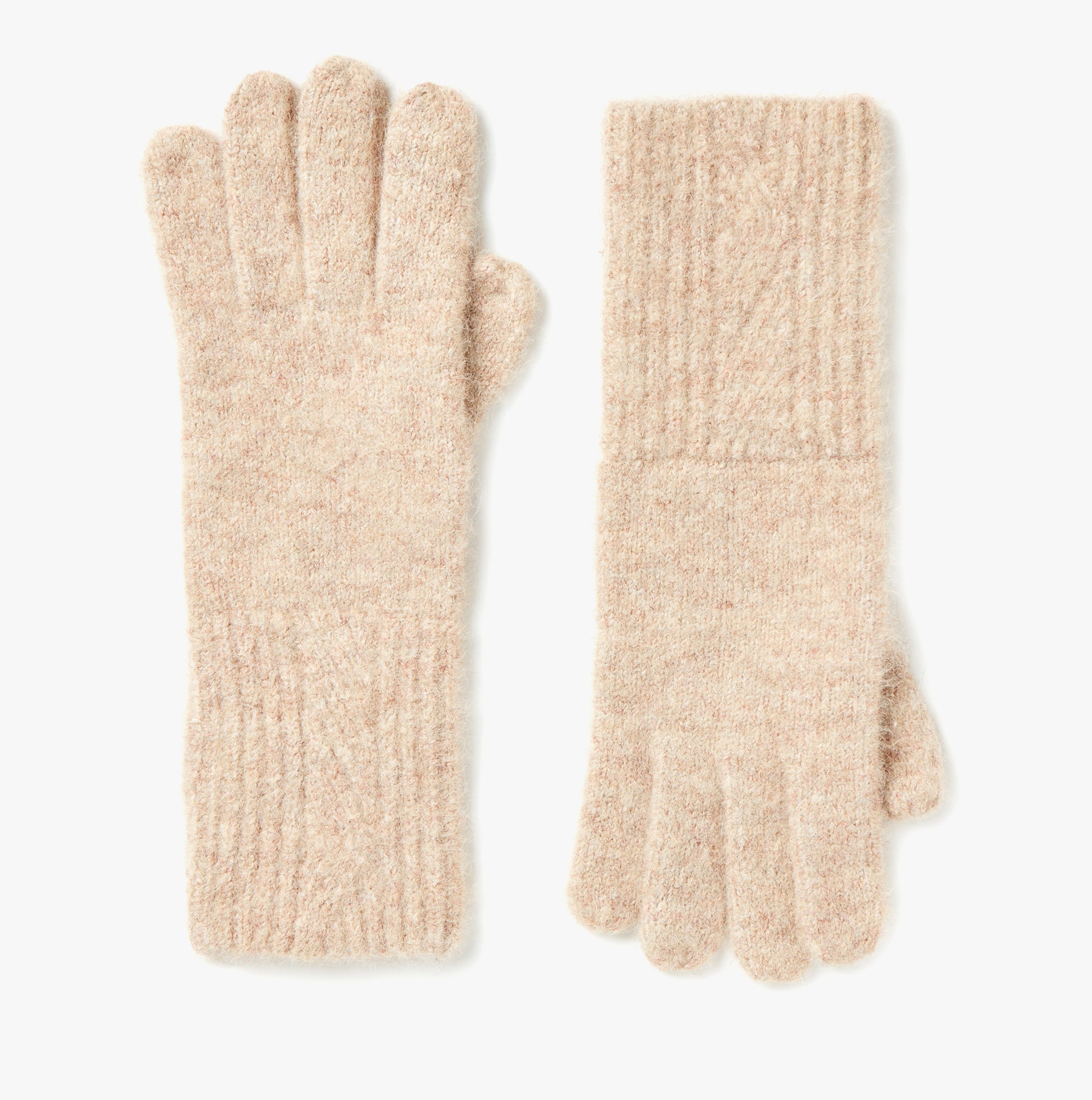 Joules EFFIE Womens Gloves Camel, detail view showcasing soft, cozy material and ribbed design.
