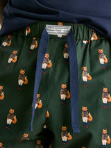 Joules DOZER Pyjama Bottoms Fenton Fox detail view showcasing waistband and fox design pattern.