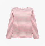 Joules HARBOUR Boat Neck 100% Cotton Breton Top Pink Stripe front view, long sleeves, relaxed fit.