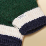 Joules POPLEY STRIPE Womens Gloves Green/Navy detail view showcasing label and cuff design.