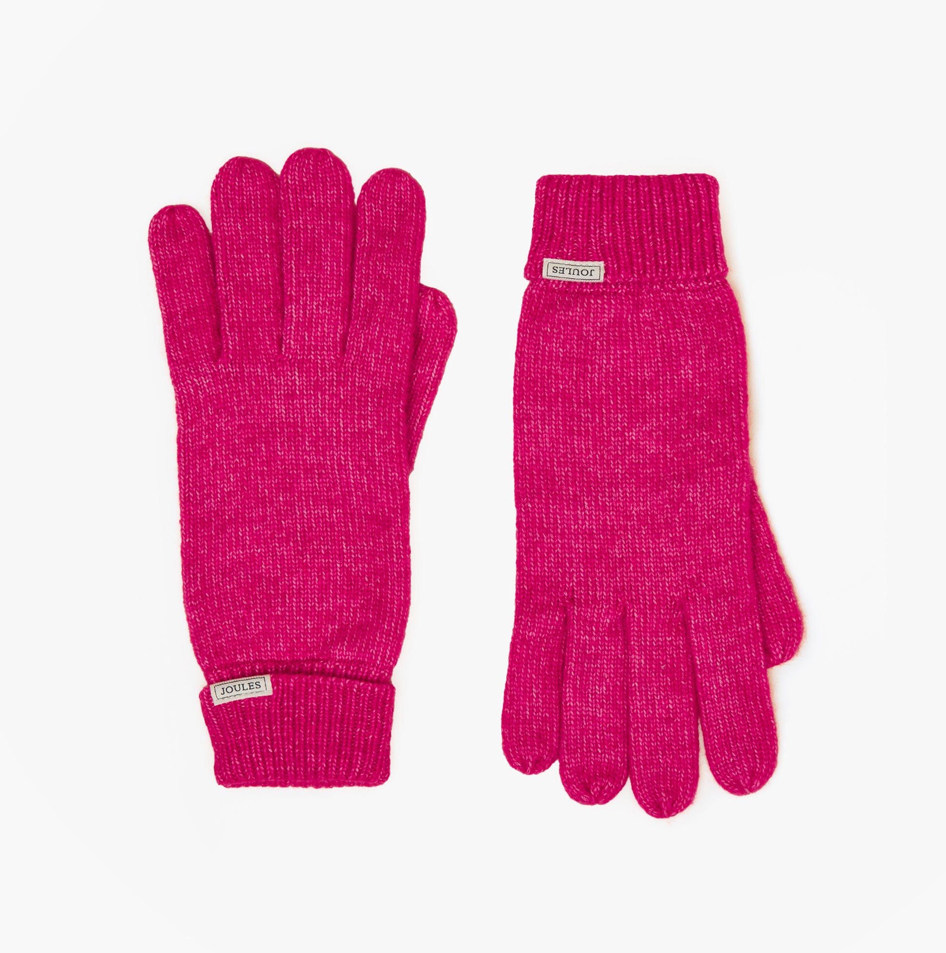 Joules ROSA Womens Gloves Pink front view, stylish and warm, made from recycled materials.